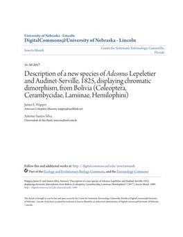 Description of a New Species of Adesmus Lepeletier and Audinet