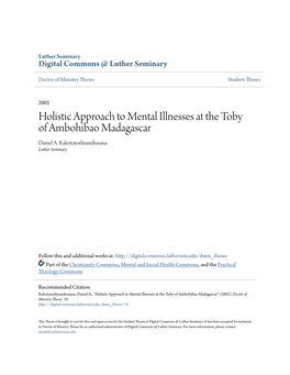 Holistic Approach to Mental Illnesses at the Toby of Ambohibao Madagascar Daniel A