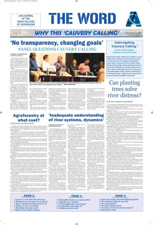 'No Transparency, Changing Goals'