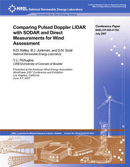 Comparing Pulsed Doppler LIDAR with SODAR and Direct Measurements for Wind Assessment
