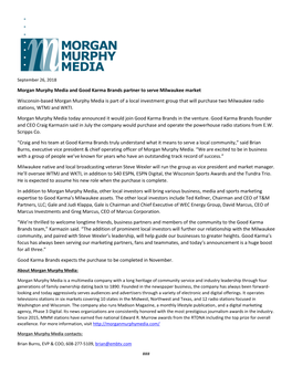 Morgan Murphy Media and Good Karma Brands Partner to Serve Milwaukee Market