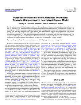 Potential Mechanisms of the Alexander Technique: Toward a Comprehensive Neurophysiological Model