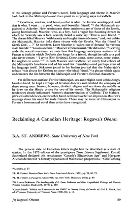 Reclaiming a Canadian Heritage: Kogawa's Obasan