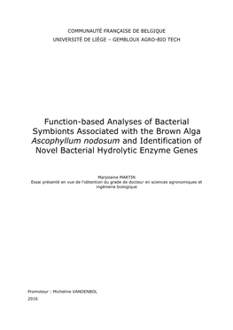 Function-Based Analyses of Bacterial Symbionts Associated with the Brown Alga Ascophyllum Nodosum and Identification of Novel Bacterial Hydrolytic Enzyme Genes