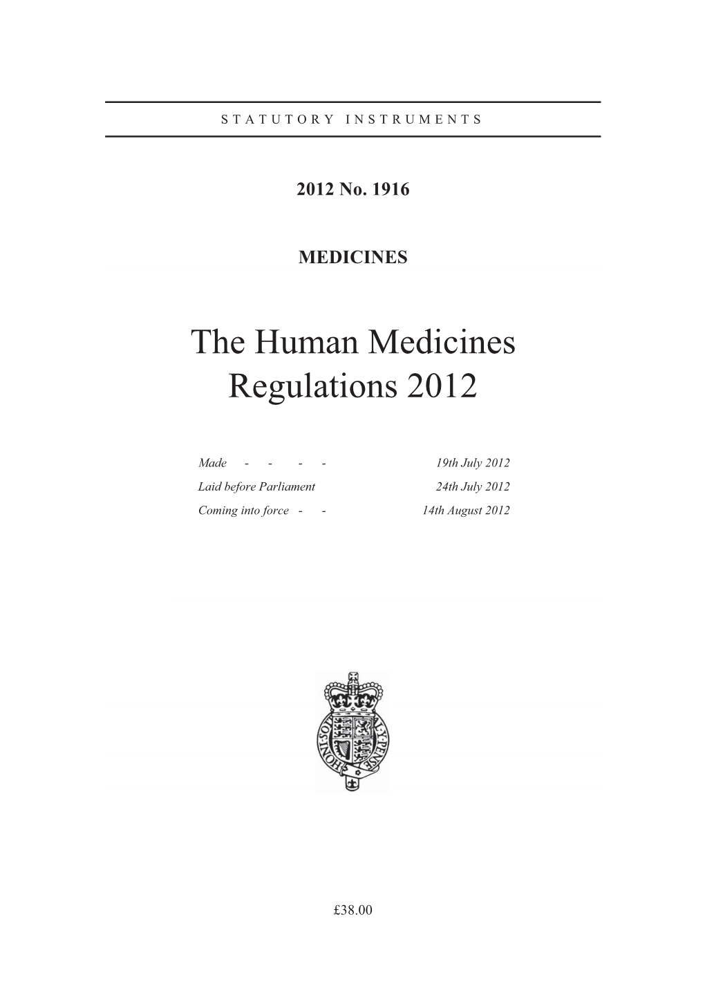 The Human Medicines Regulations 2012