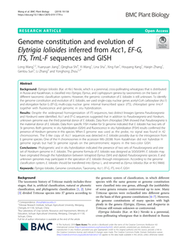 Genome Constitution and Evolution of Elytrigia