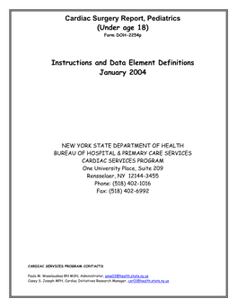 Instructions and Data Element Definitions January 2004
