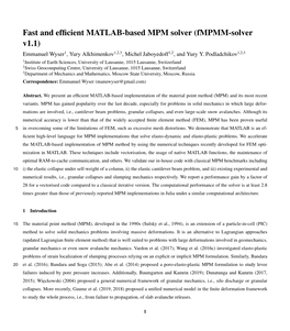 Fast and Efficient MATLAB-Based MPM Solver