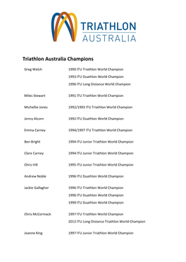 Triathlon Australia Champions