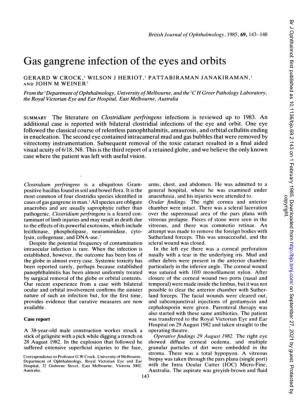 Gas Gangrene Infection of the Eyes and Orbits