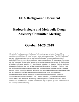 FDA Background Document Endocrinologic and Metabolic