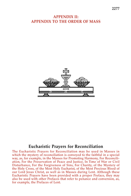 Eucharistic Prayers for Reconciliation
