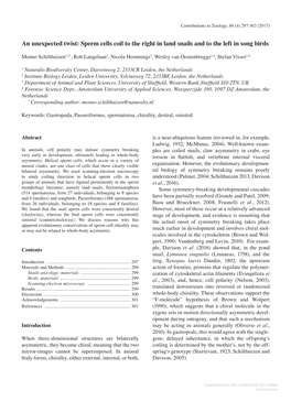 Sperm Cells Coil to the Right in Land Snails and to the Left in Song Birds