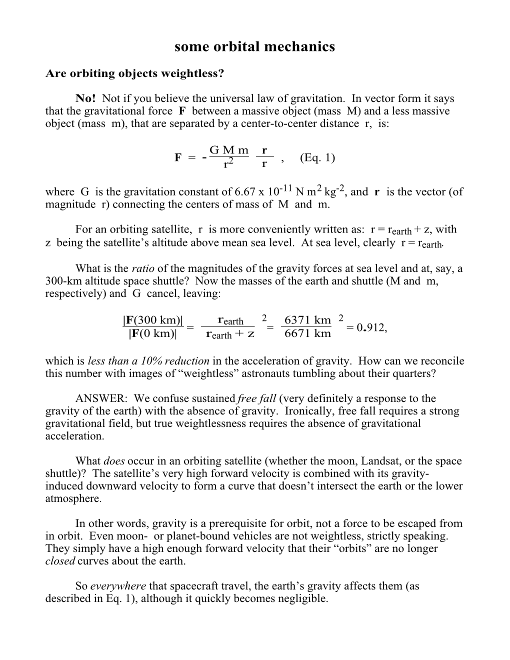 Some Orbital Mechanics