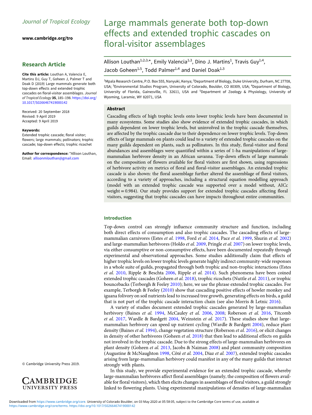 Large Mammals Generate Both Top-Down Effects and Extended