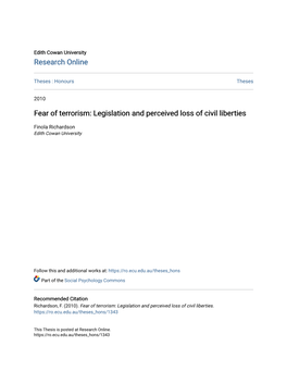 Fear of Terrorism: Legislation and Perceived Loss of Civil Liberties
