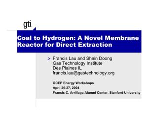 Coal to Hydrogen: a Novel Membrane Reactor for Direct Extraction