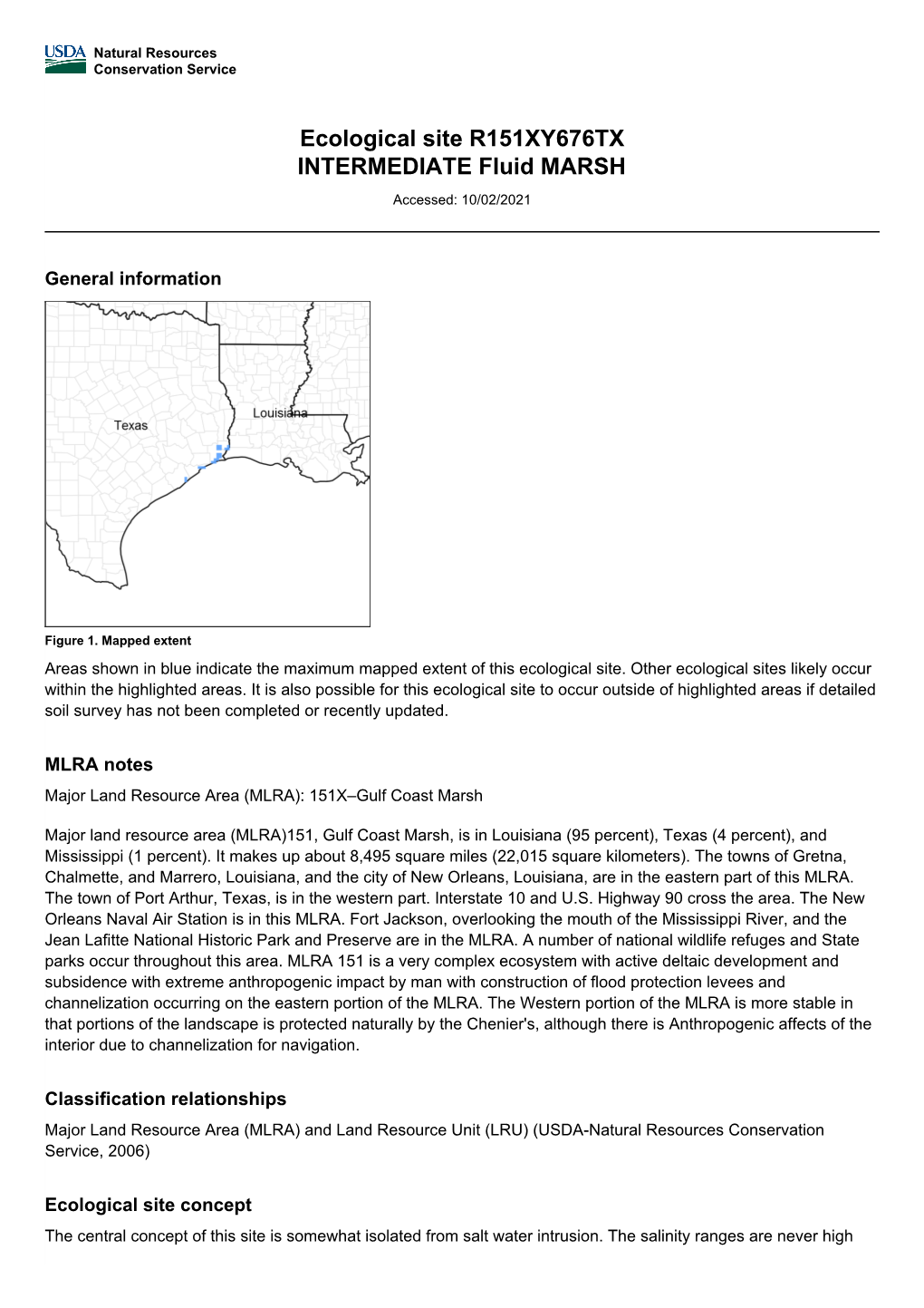 Ecological Site R151XY676TX INTERMEDIATE Fluid MARSH