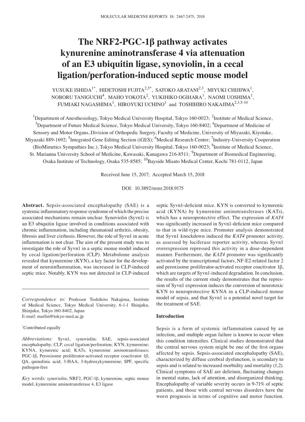 The NRF2‑PGC‑1Β Pathway Activates Kynurenine Aminotransferase 4 Via