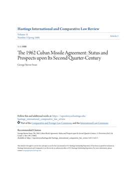 The 1962 Cuban Missile Agreement: Status and Prospects Upon Its Second Quarter-Century, 11 Hastings Int'l & Comp