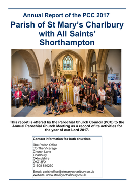 Annual Report of the PCC 2017 Parish of St Mary's Charlbury with All Saints' Shorthampton