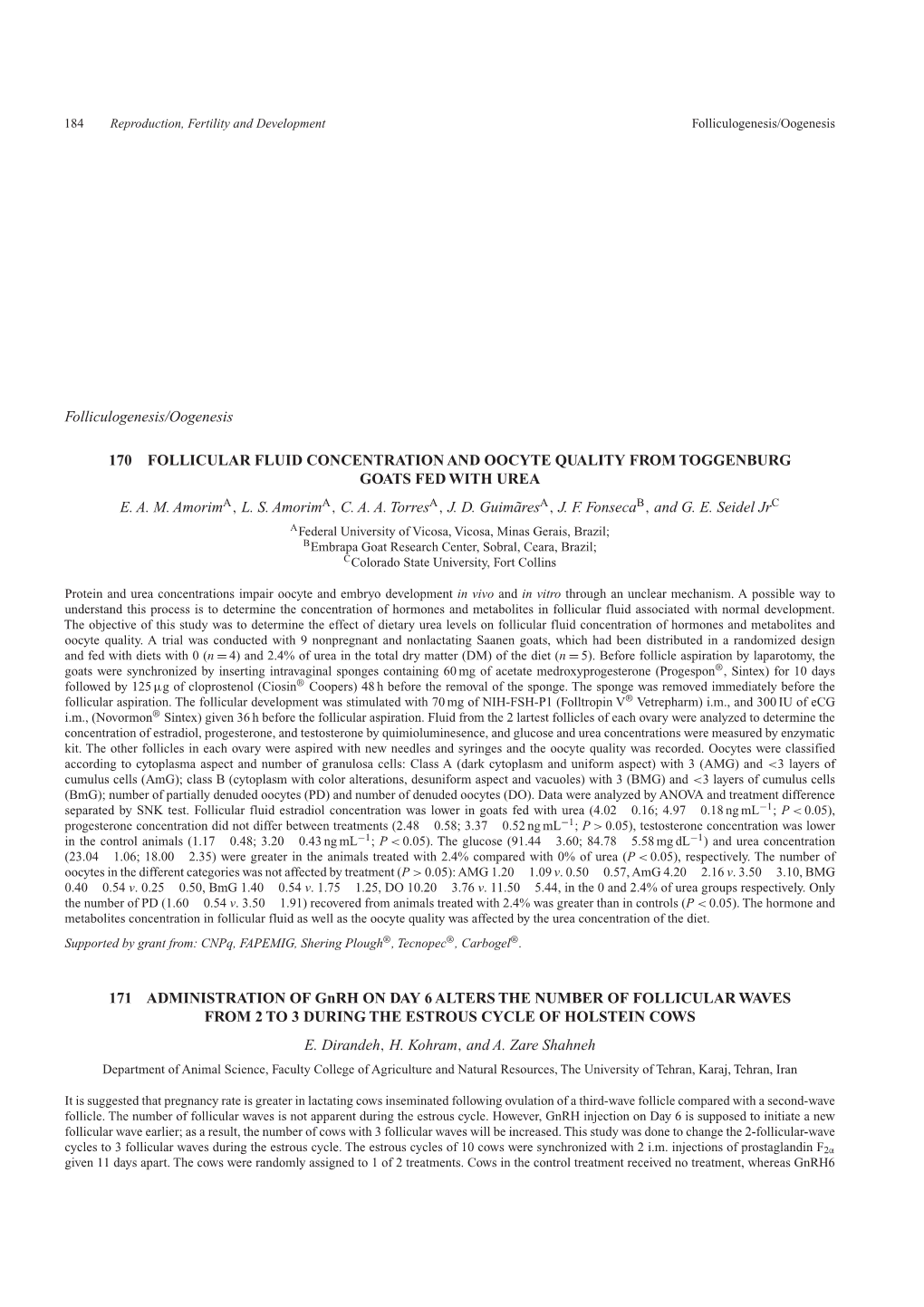 Folliculogenesis/Oogenesis 170 FOLLICULAR FLUID