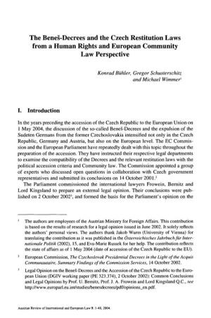 Decrees and the Czech Restitution Laws from a Human Rights and European Community Law Perspective