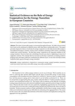 Statistical Evidence on the Role of Energy Cooperatives for the Energy Transition in European Countries