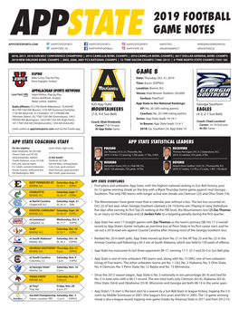 2019 Football Game Notes
