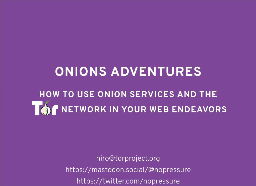 Onion Adventures (Slides)