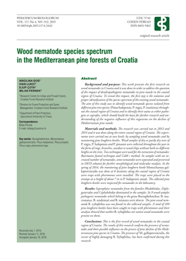 Wood Nematode Species Spectrum in the Mediterranean Pine Forests of Croatia