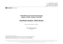 Carteret Analytics: England V Croatia Match Review 130621