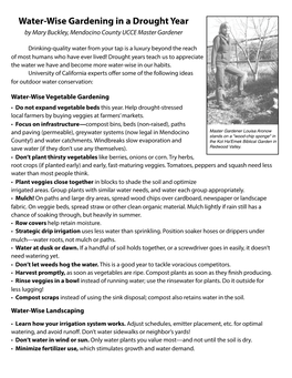 Water-Wise Gardening in a Drought Year by Mary Buckley, Mendocino County UCCE Master Gardener