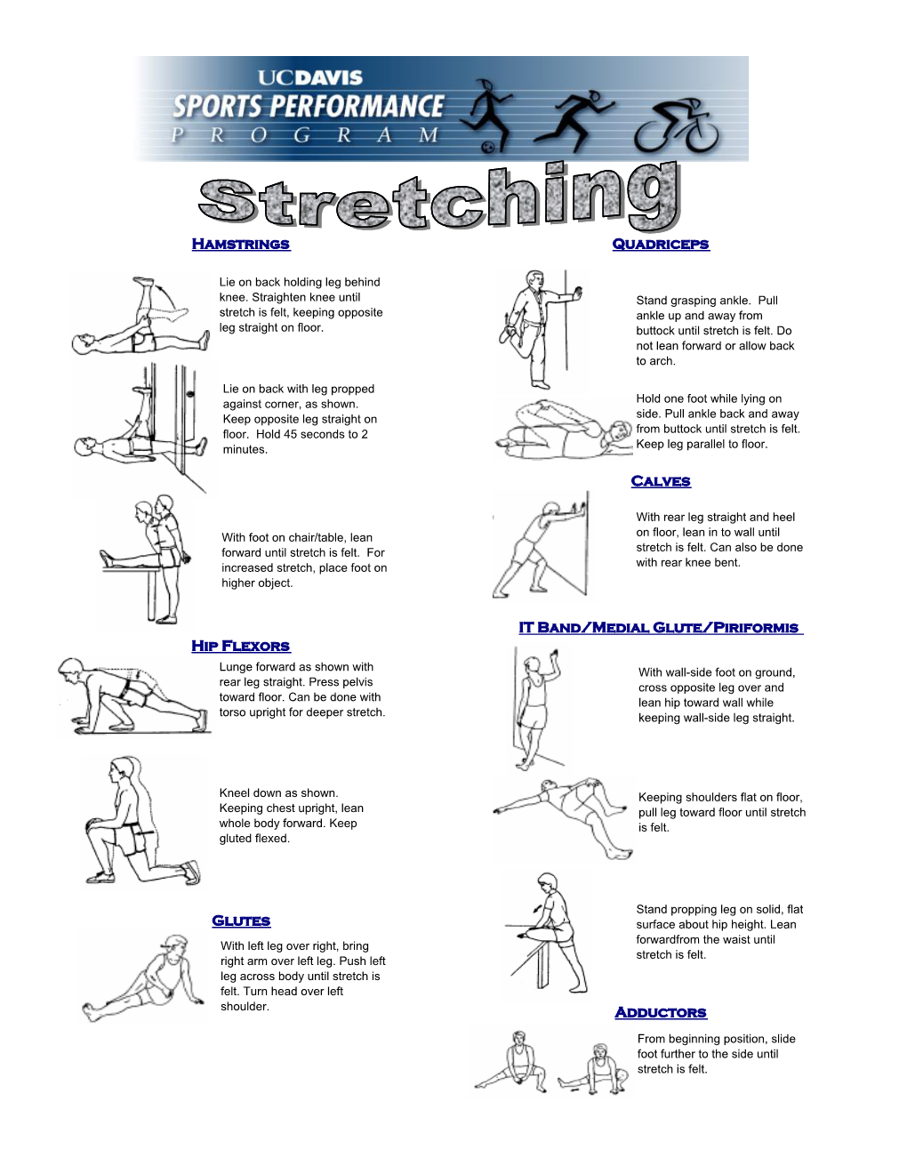 Hamstrings Quadriceps Calves It Band Medial Glute Piriformis Hip - Docslib