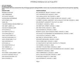 475 Ethics Ordinance List As of July 2013