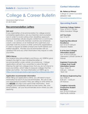 College & Career Bulletin