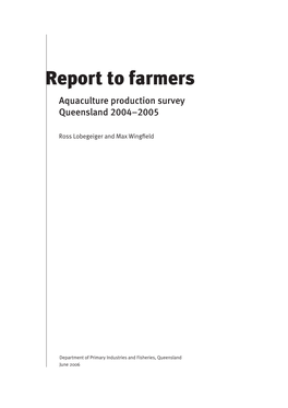 Report to Farmers Aquaculture Production Survey Queensland 2004–2005