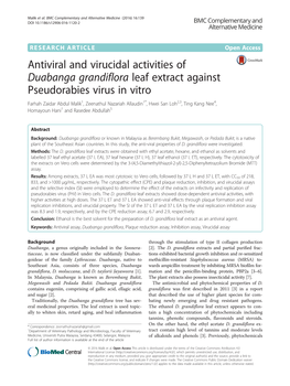 Antiviral and Virucidal Activities of Duabanga