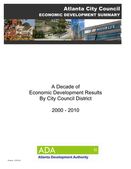 A Decade of Economic Development Results by City Council District 2000