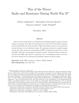Radio and Resistance During World War II∗