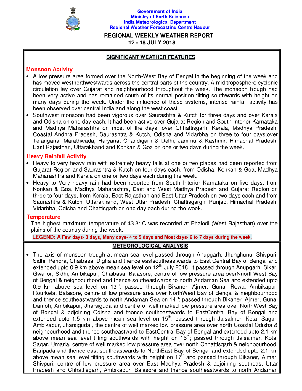 Regional Weekly Weather Report 12