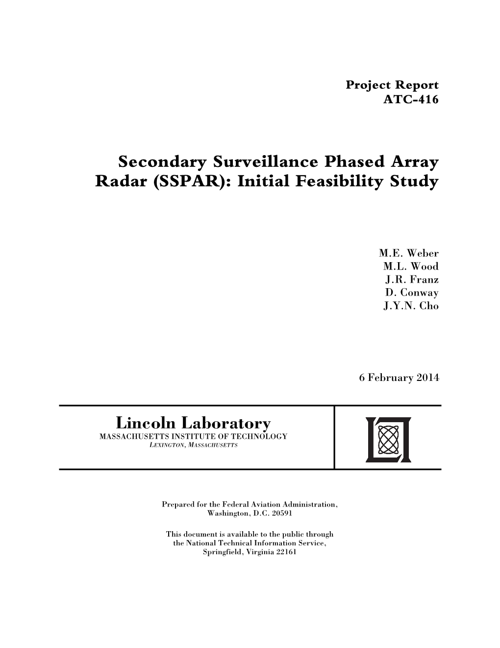 Secondary Surveillance Phased Array Radar (SSPAR): Initial Feasibility Study