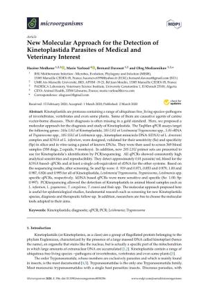 New Molecular Approach for the Detection of Kinetoplastida Parasites of Medical and Veterinary Interest