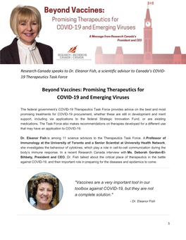Beyond Vaccines: Promising Therapeutics for COVID-19 and Emerging Viruses