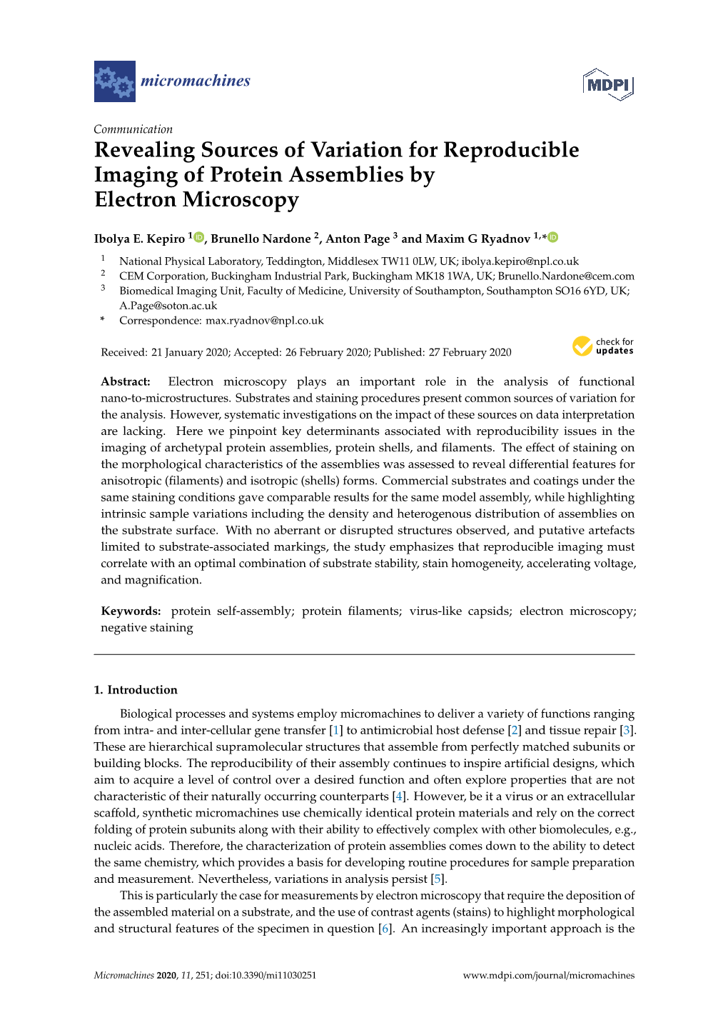 Revealing Sources of Variation for Reproducible Imaging of Protein Assemblies by Electron Microscopy