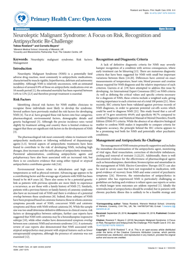 Neuroleptic Malignant Syndrome