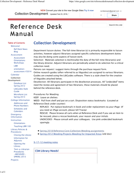Collection Development - Reference Desk Manual