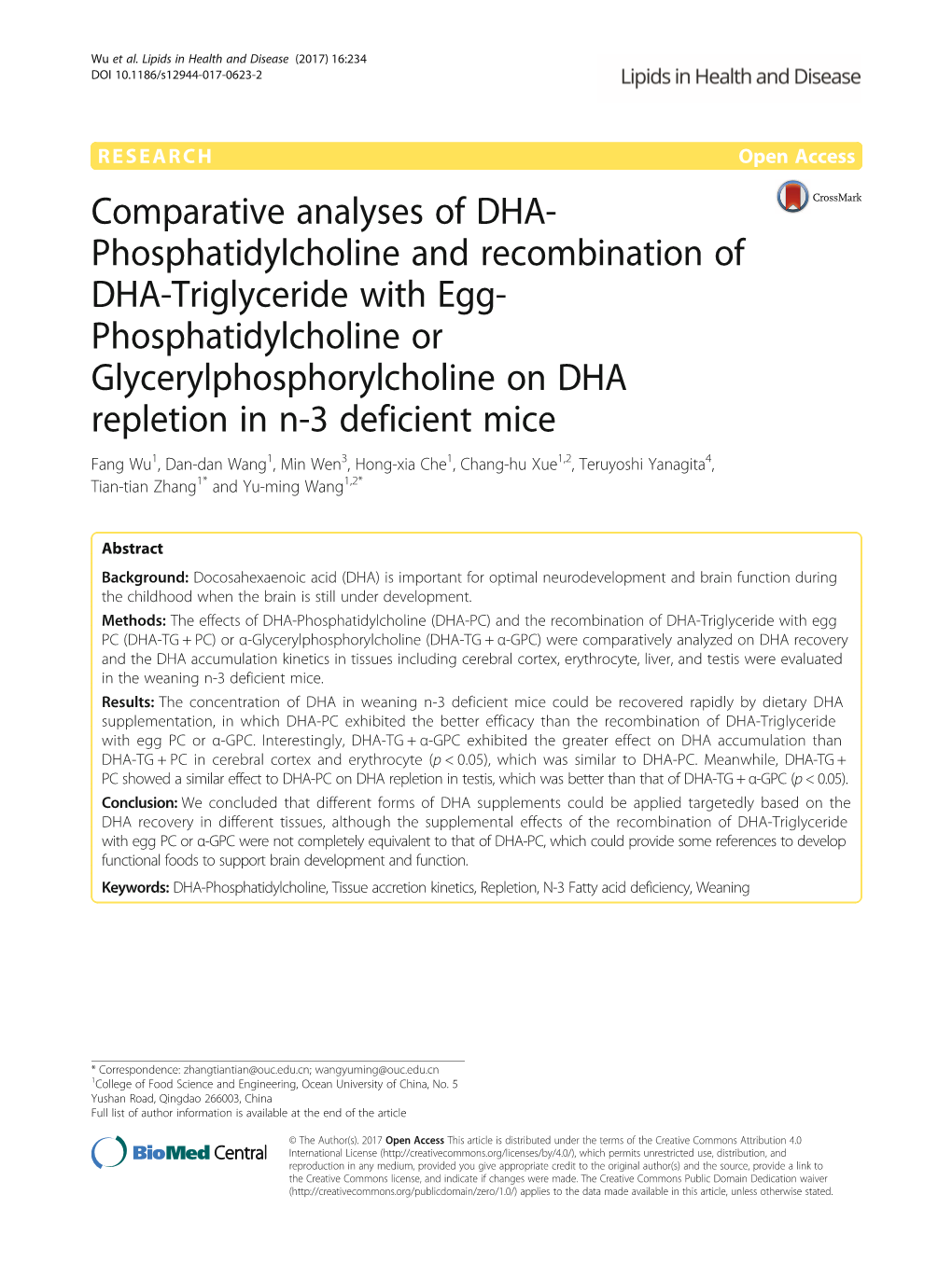 Comparative Analyses of DHA-Phosphatidylcholine and Recombination of DHA-Triglyceride with Egg-Phosphatidylcholine Or Glycerylph