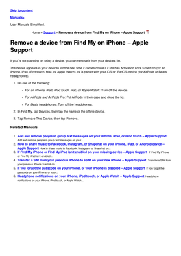 Remove a Device from Find My on Iphone – Apple Support