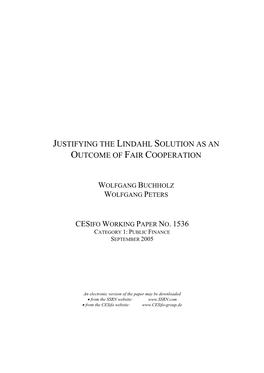 Justifying the Lindahl Solution As an Outcome of Fair Cooperation